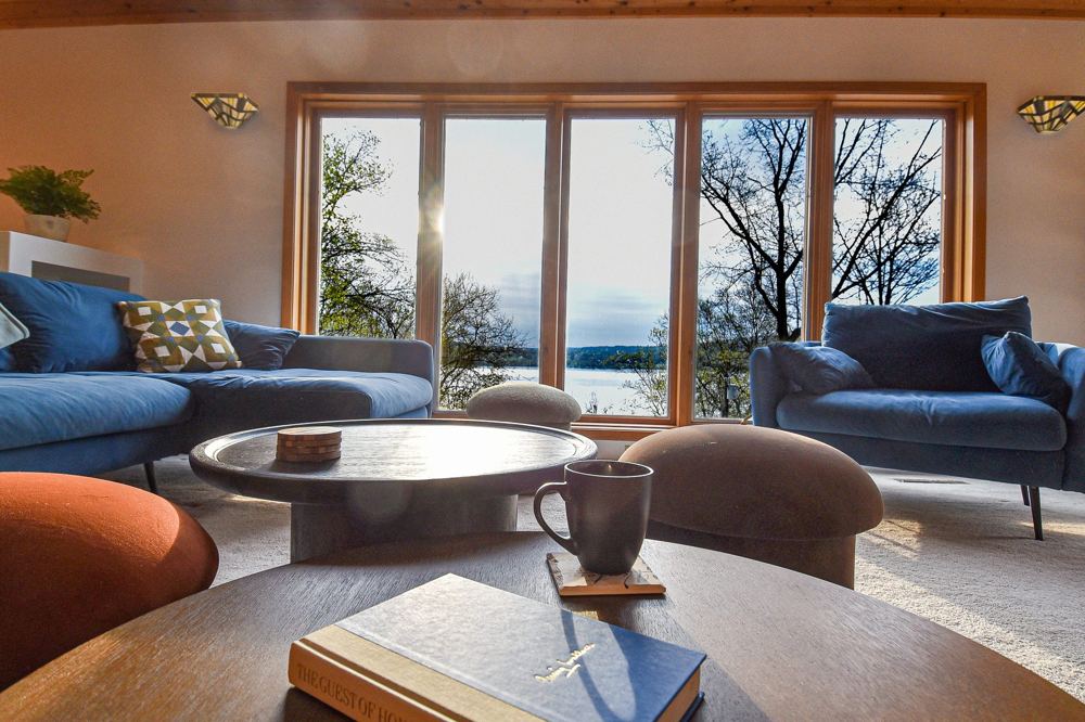 Great room with lake views