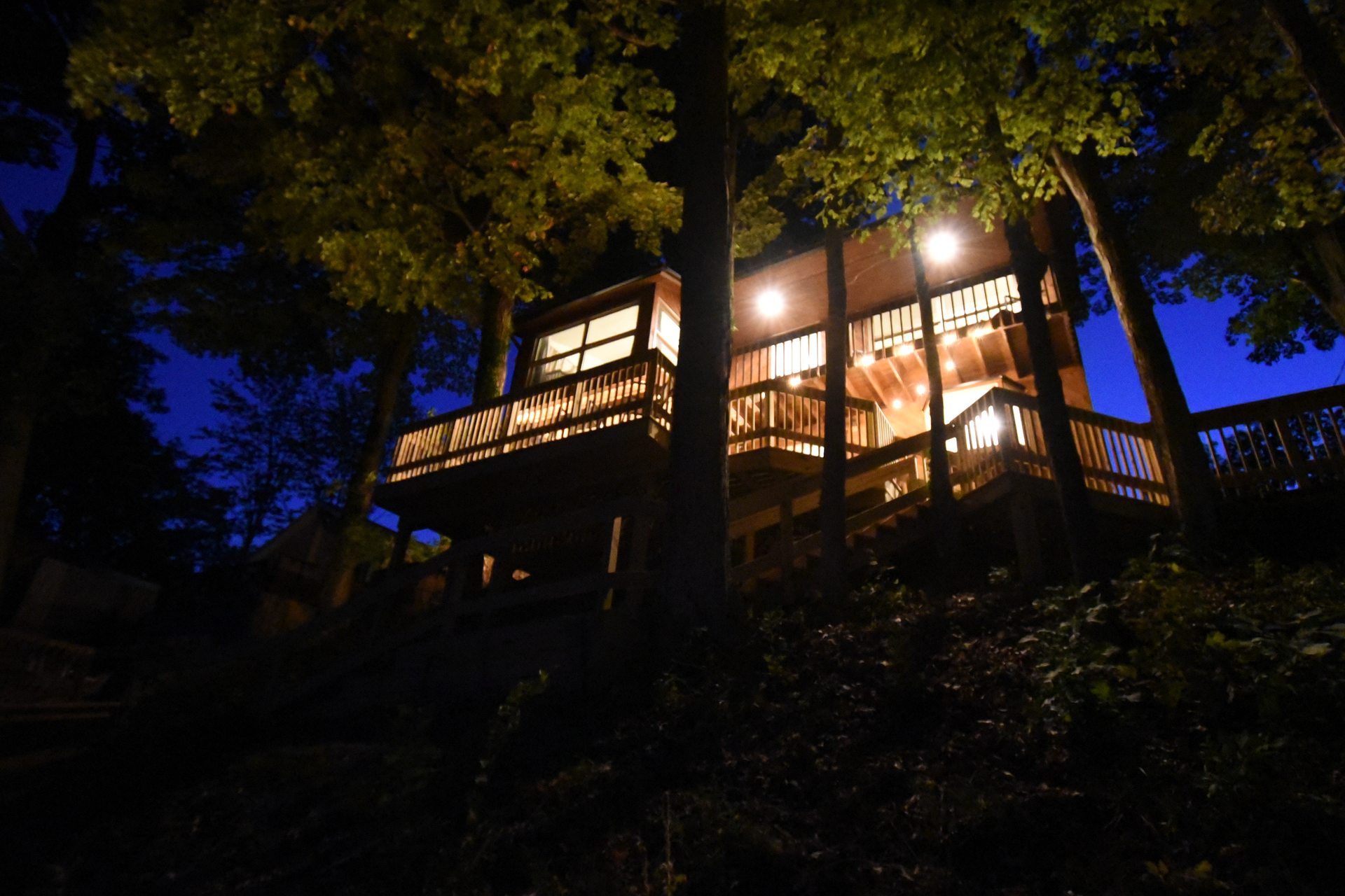 The Lake House at night