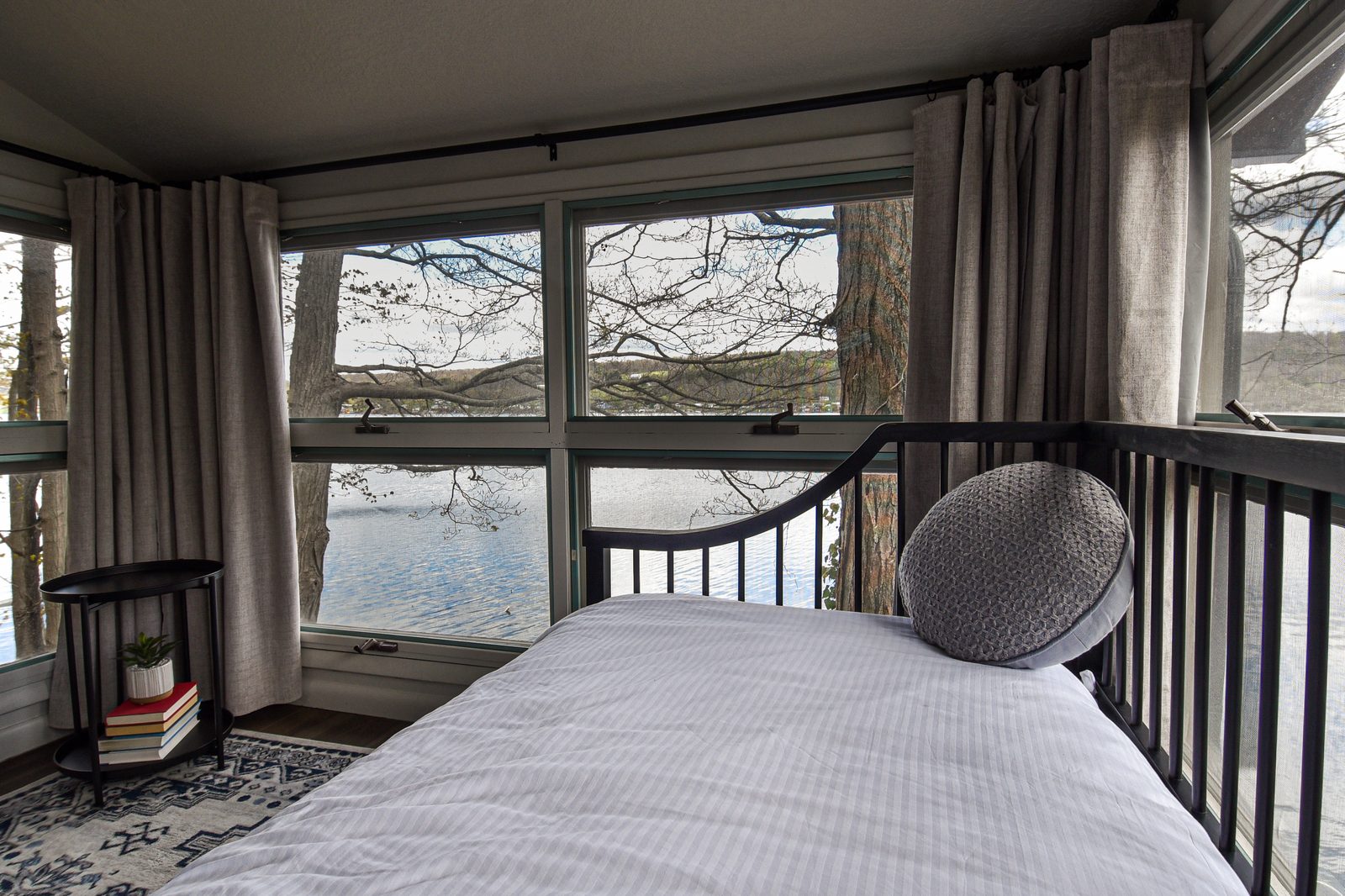 Reading nook with lake view